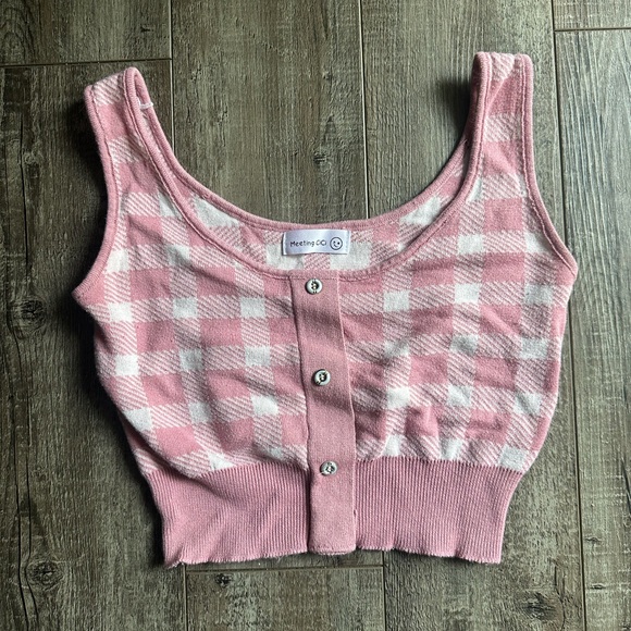 Pink Plaid Crop Top - Picture 1 of 3